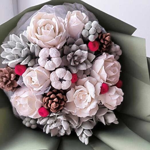 Букет из зефира с суккулентами