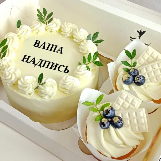 Набор бенто + 2 капкейка с вашей надписи