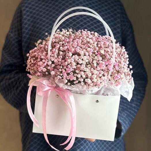 Розовая гипсофила в сумочке🌸