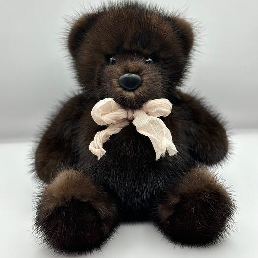 Мишка Брауни из меха, натуральный мех, ручная работа, оригинальный сюрприз