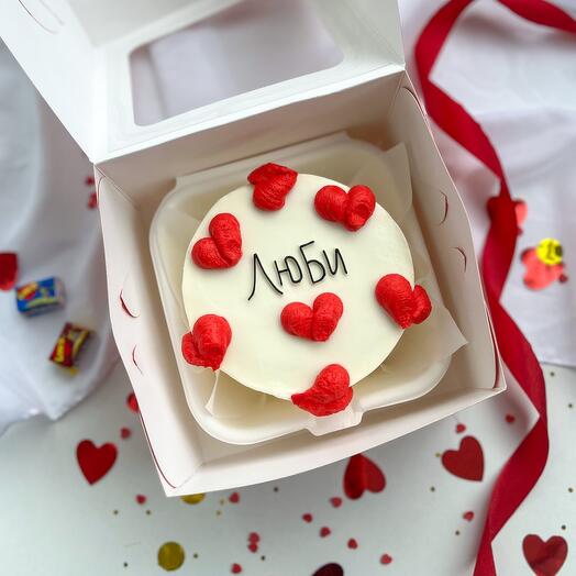Бенто торт ( 500 гр ) " ЛЮБИ " с сердечками на 14 февраля ♥️