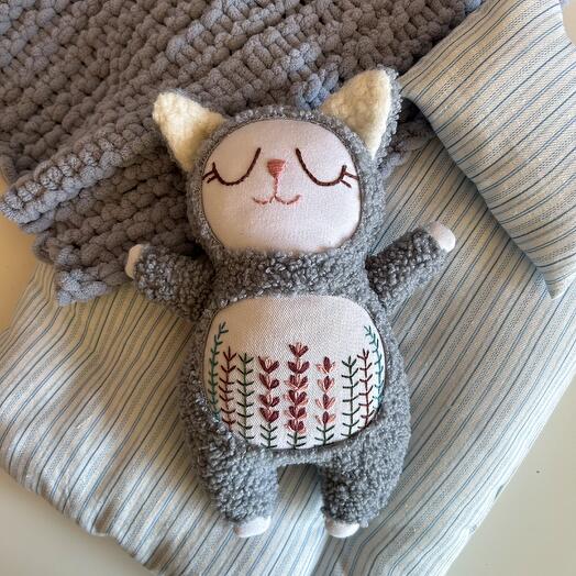 Котик игрушка мягкая серо-голубой