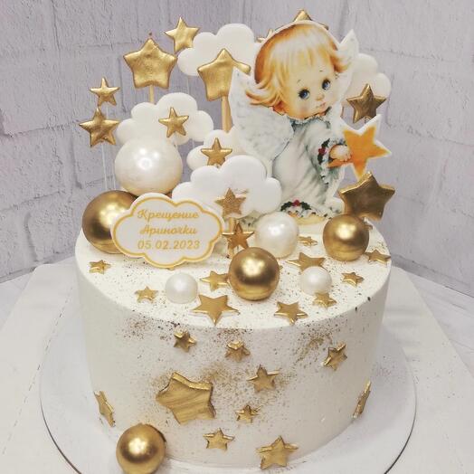 Торт на крестины/крещение для ребенка на семейный праздник