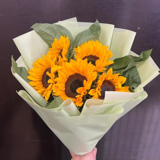 Букет из 5 штук подсолнух 🌻