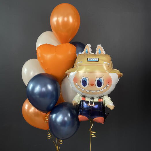 Trendy monster with an orange heart