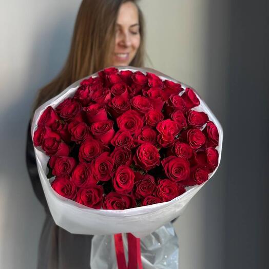 Красные розы 51 шт ХИТ️ 40 см