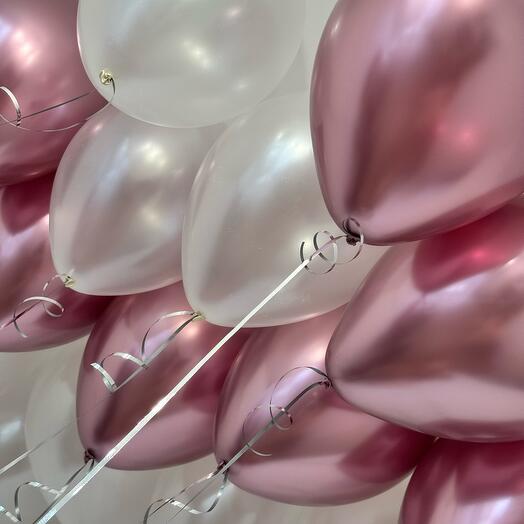 Globos de perlas de aire de helio, cromado rosa 16 piezas, en el techo