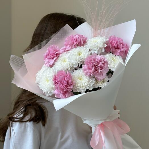 Букет из диантусов и хоризантемы 🌸