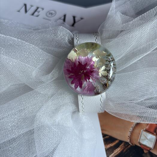 Браслет из эпоксидной смолы с цветами василька гортензии Счастливые часов не наблюдают кожаный ремешок