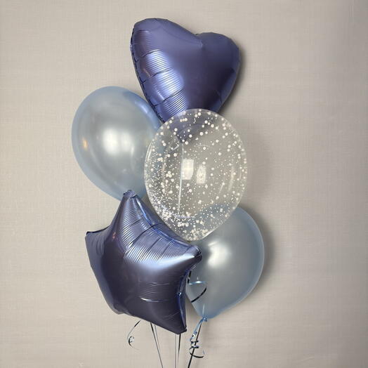 5 globos de helio "en azul"