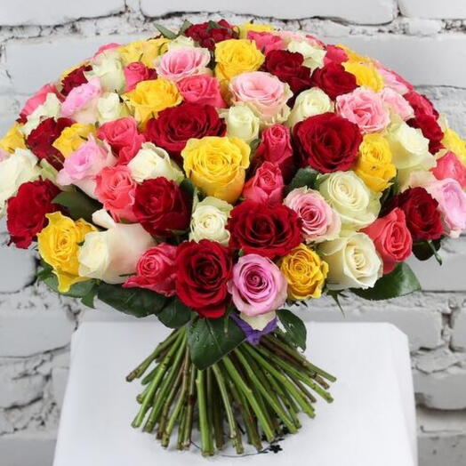 Букет 101 роза Кения Микс 40 см