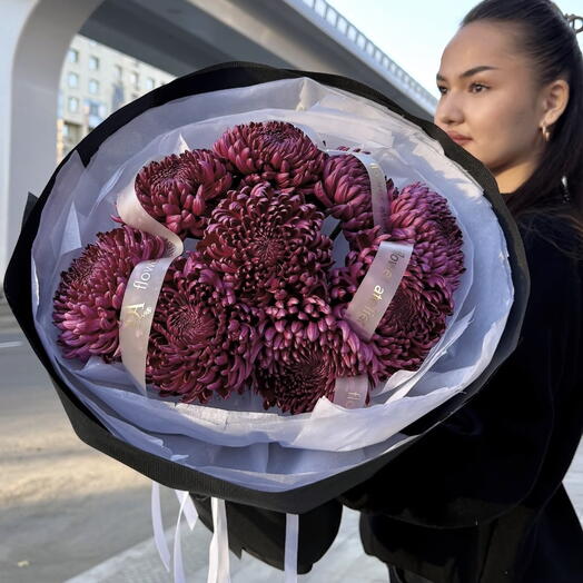 Монобукет из Хризантемы сорта Бигуди