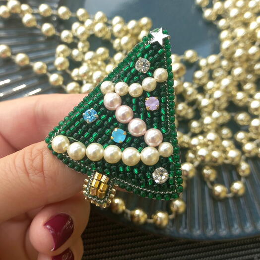 Брошка Елочка Новогодняя