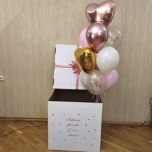 Коробка с шарами любимой доченьке