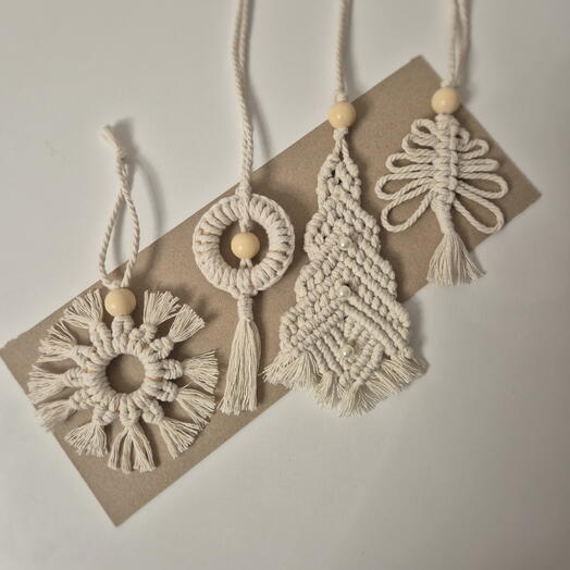 Набор ёлочных украшений в технике макраме 4шт