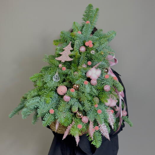 Декоративная ёлочка🌲60см в плетеной корзине