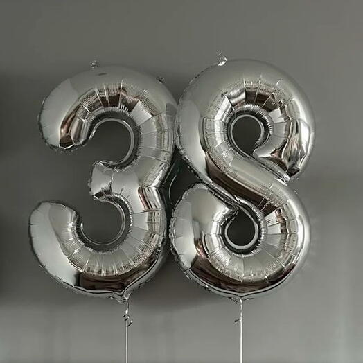Шар Цифра 40"/102см Серебро - 2шт. Цифры на выбор