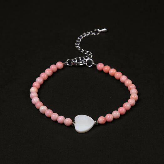 Браслет Рута Перламутр и Розовый коралл Rh+ 19 см (BRA1148)