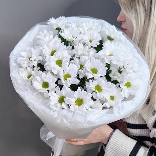 Монобукет из 5 ромашковых хризантем