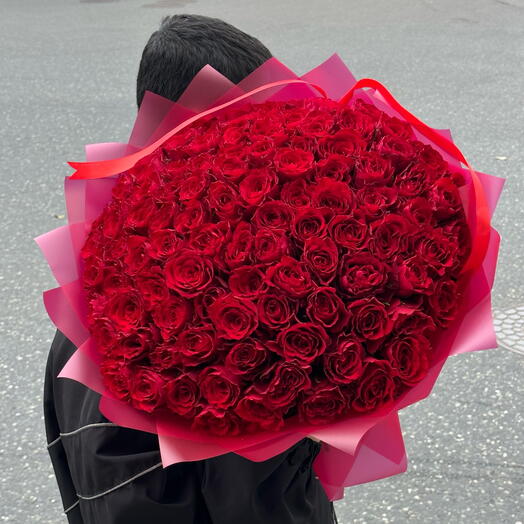 101 роза 40 см с крупным бутоном