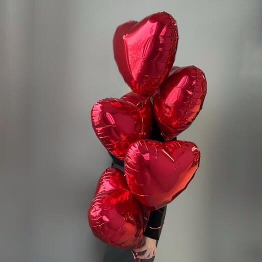 Набор из 5 шаров красное сердце