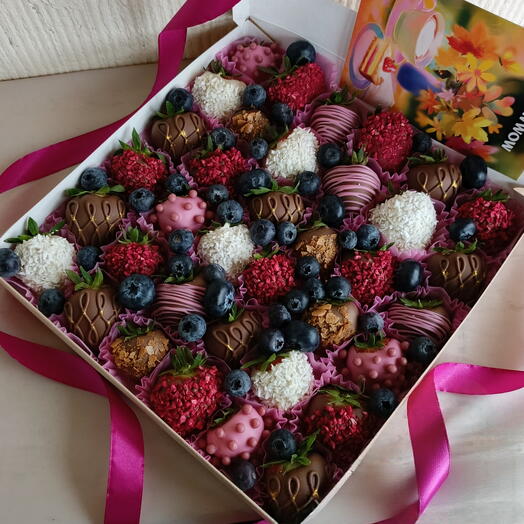Клубника🍓большой сет🍓🎁🍓 клубничный коктейль🫐🍓🍫с голубикой🫐