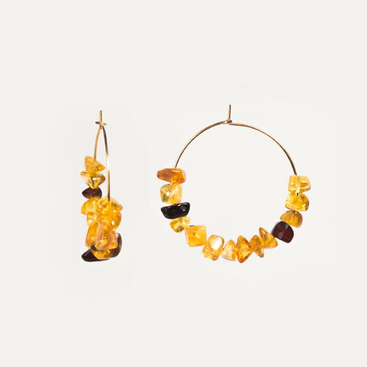 Серьги Корица Янтарь микс 14K (EAR1028)