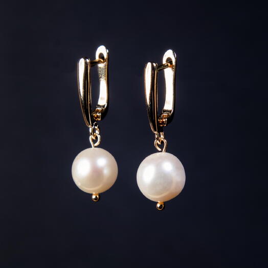 Серьги Мята Белый жемчуг культивированный 14K (EAR1141)