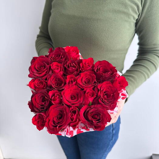 🌹Цветы в коробке M "Сердце моё"/роза Кения/день влюблённых/любимой/Цветы Уфа/Цветы в Уфе/Доставка цветов Уфа