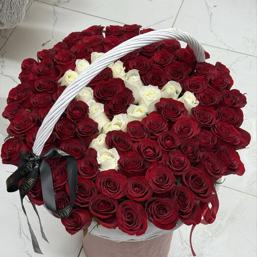 Корзина из 101 розы 🌹