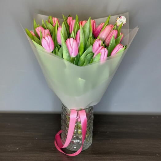 Розовые тюльпаны 25 штук 🌸 Тюльпан Пиономания