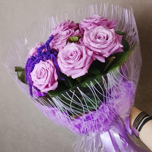 💜роза сиреневая с амарантом