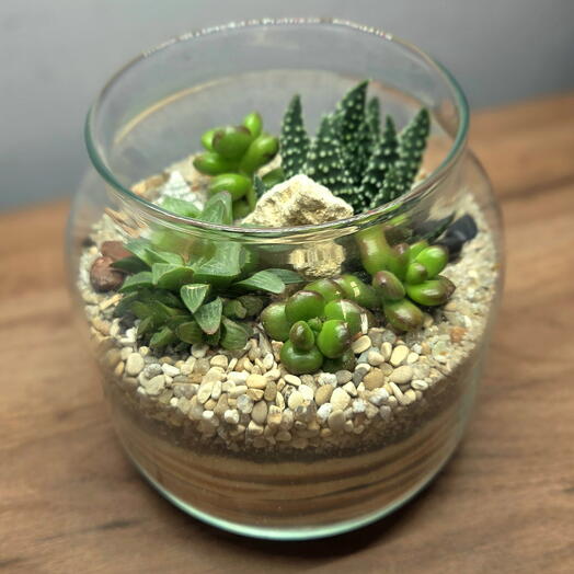Флорариум с суккулентами в пустынном стиле