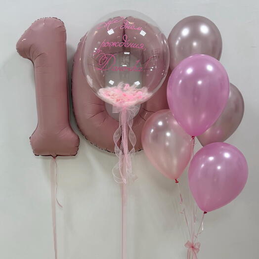 Шар с перьями,цифры и 5 шаров