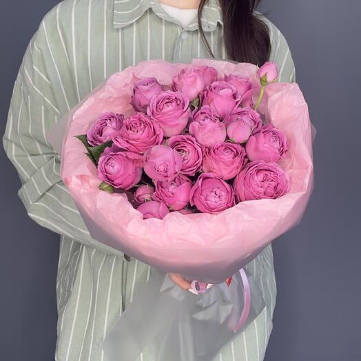 «Луни» 💜букет из кустовой пионовидной розы Мисти Баблс
