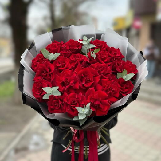 21 французская роза с эвкалиптом
