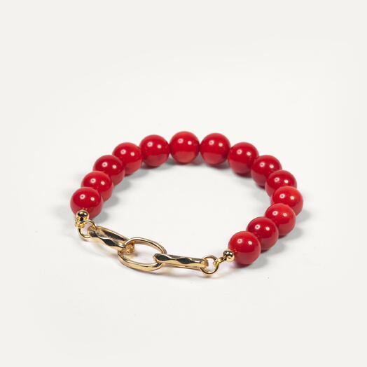 Браслет Ши Красный коралл 14K 19 см (BRA1182)