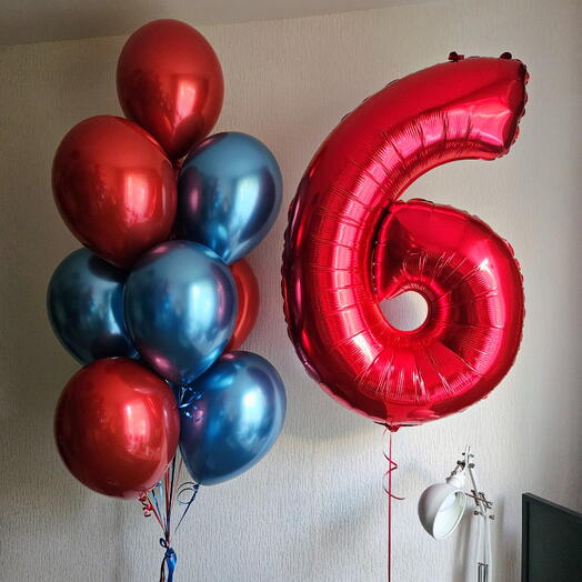 Гелиевые шары синие и красные на 6лет сына,мальчика-11шаров