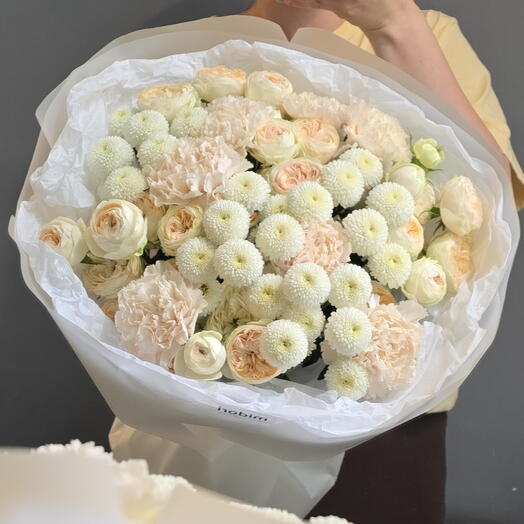 Персиковый букет с пионовидными розами 🍑