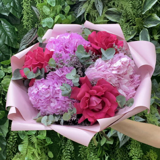 Букет с французской розой и гортензией🌺