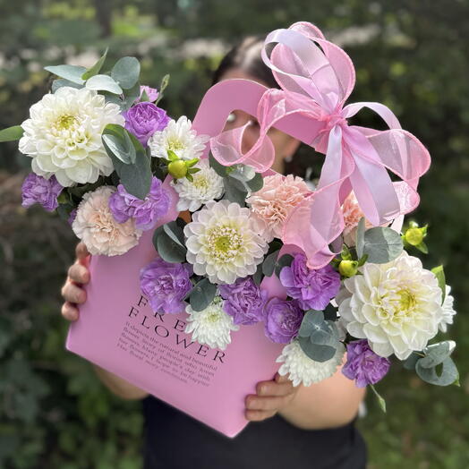 Лавандовая 💜Георгины , хризантемы, диантусы в стильном оформлении