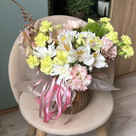 Композиция микс в кашпо🌸🌿