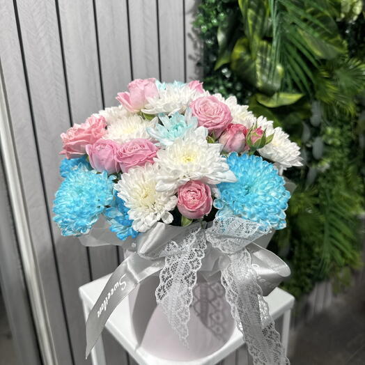 Композиция с кустовой розой и хризантемой 95007🌸