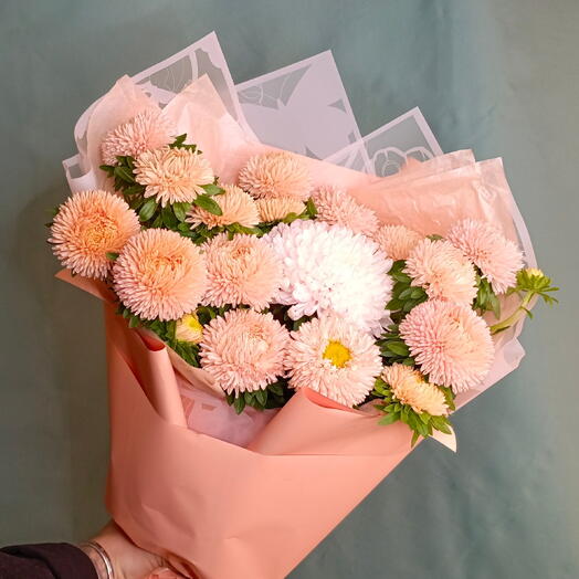 Букет с персиковой астрой 🌸