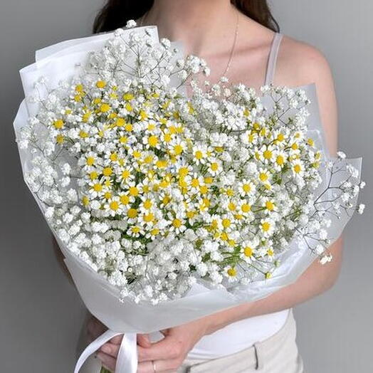 Нежный белый букет белая гипсофила и голландская ромашка 😍