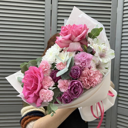 Сборный букет с ажурной розой 💗