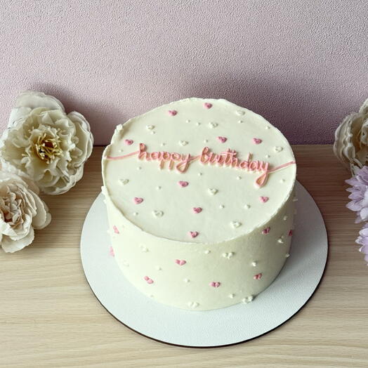 Торт для девушки торт happy birthday торт с сердечками
