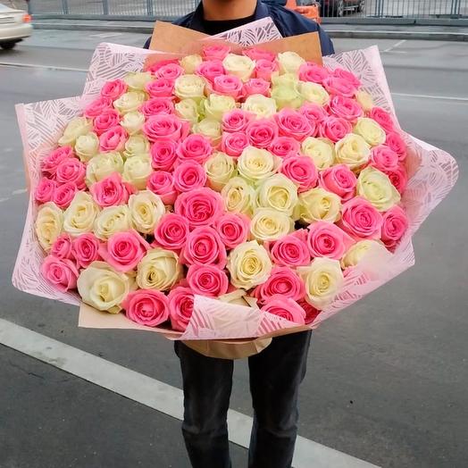 101 white-pink rose (70 cm)
