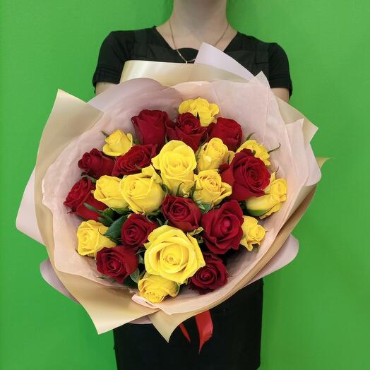 A bouquet of roses is bright