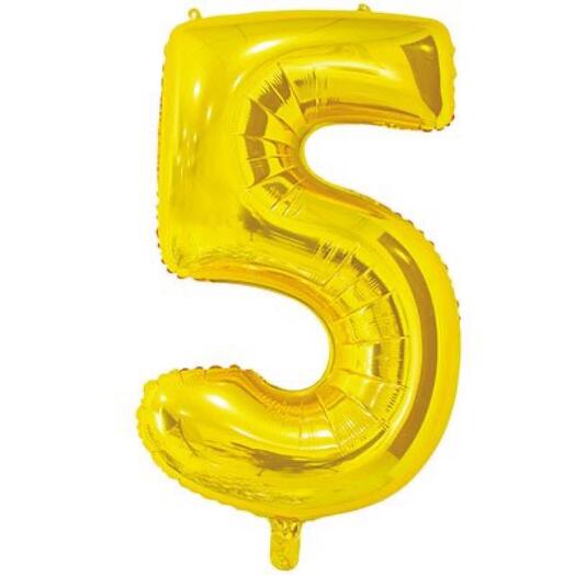 Шар цифра "5" с гелием золото, Gold